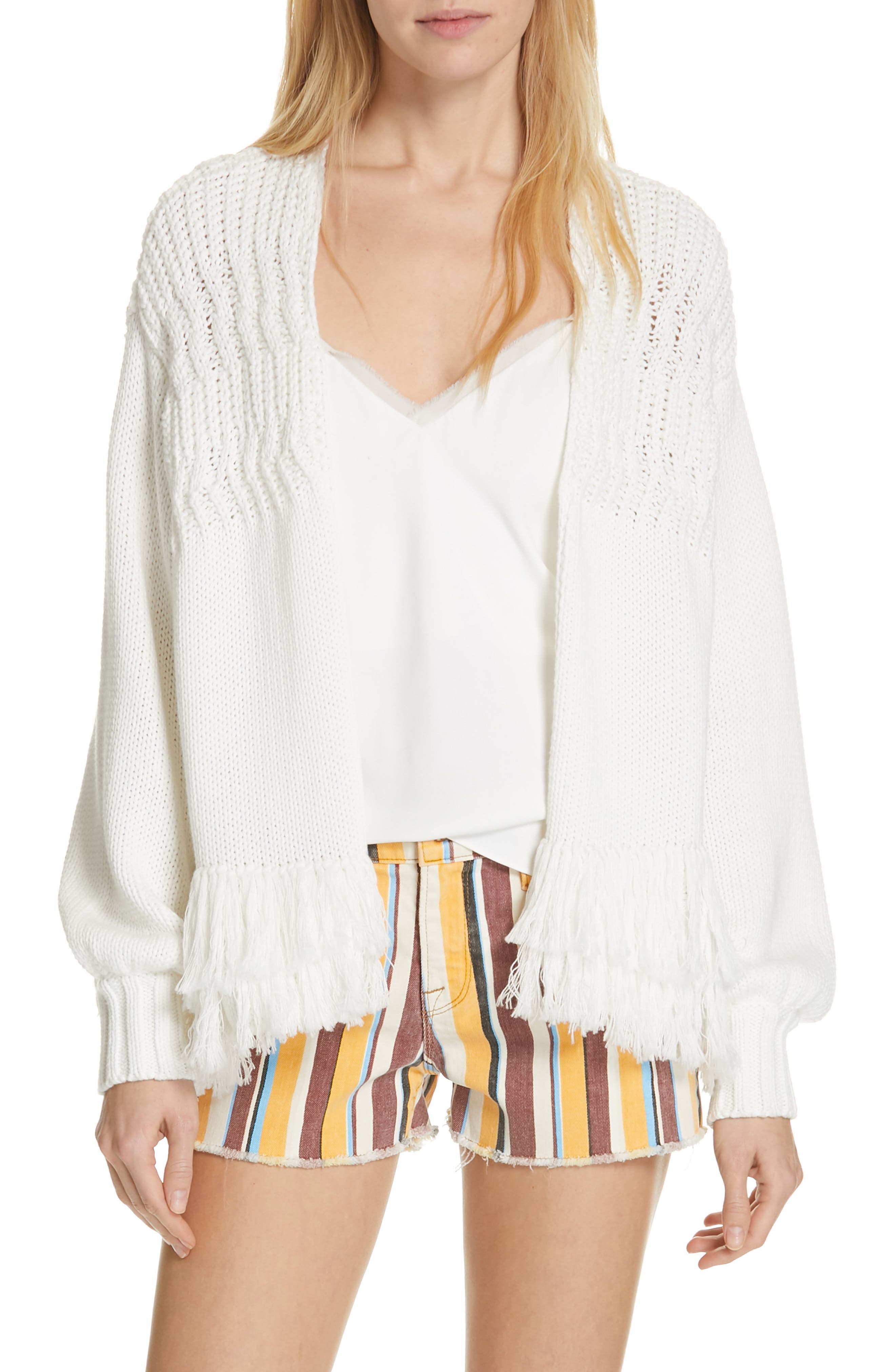 FRAME Fringe Cotton & Cashmere Cardigan Nordstrom