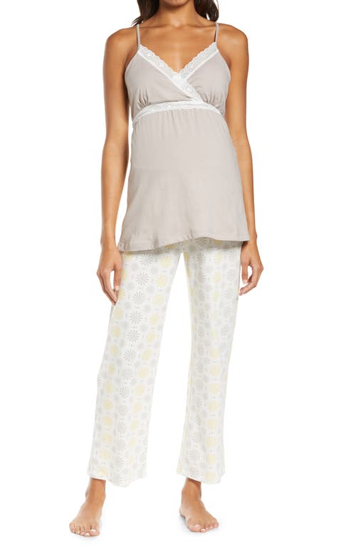 Belabumbum Starlet Maternity/Nursing Camisole Pajamas in Starlet Gray/Mod Print