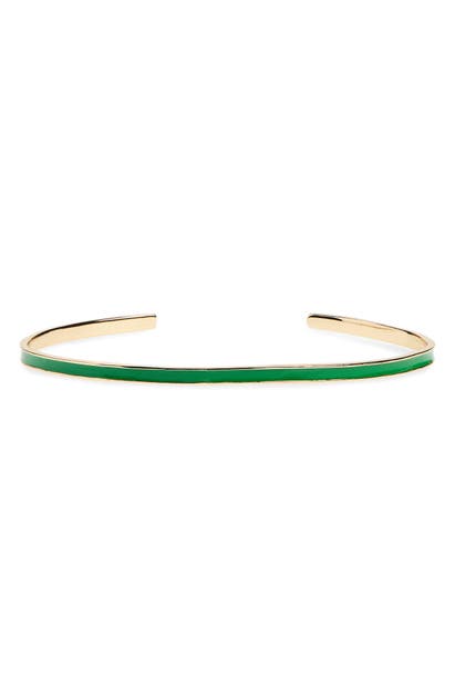 Argento Vivo Slim Enamel Cuff Bracelet In Gold/ Green