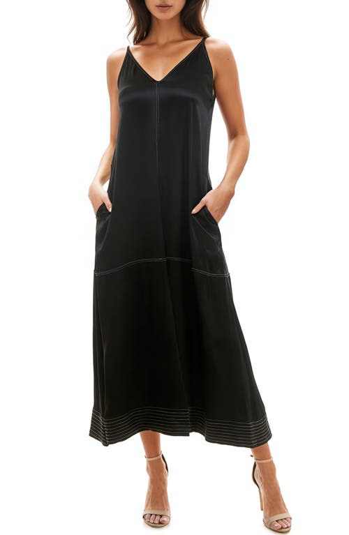 Shop Socialite Contrast Stitch Trapeze Dress In Black/tan