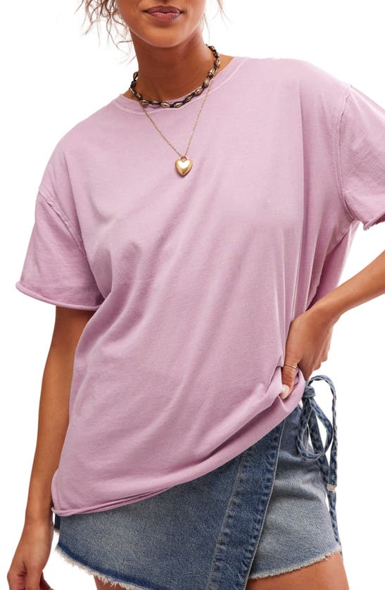 Free People Nina Crewneck Cotton T-shirt In Mauve Mousse