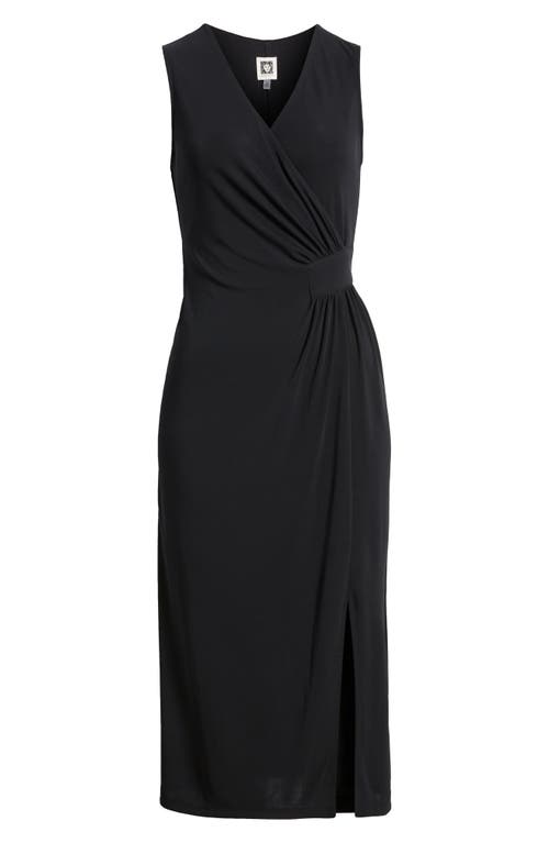 Shop Anne Klein Faux Wrap Sleeveless Jersey Midi Dress In Anne Black