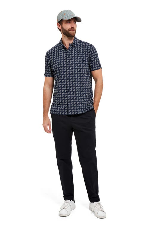 Shop Sealskinz Walsoken Short Sleeve Knit Button-up Shirt In Navy