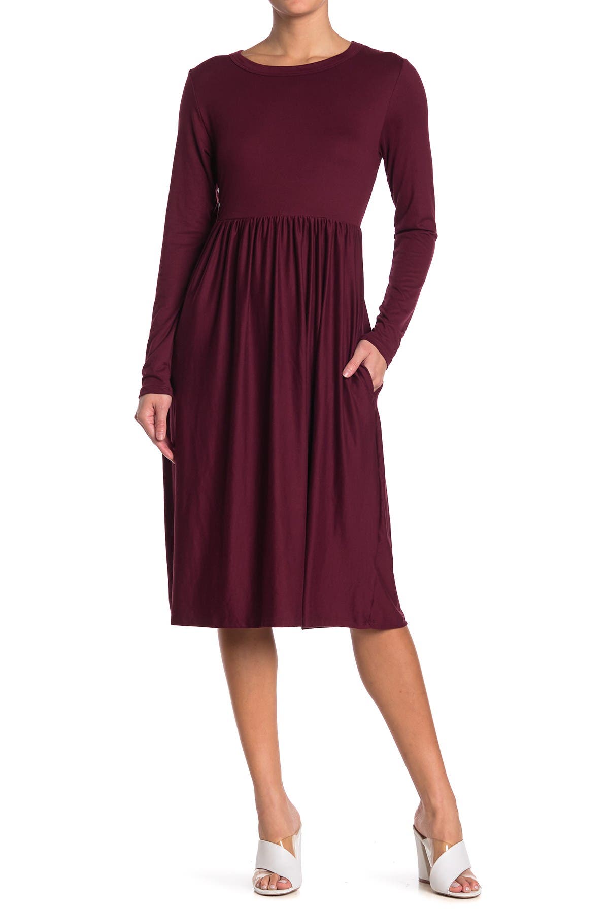 empire waist midi dress with sleeves