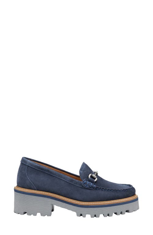 Shop Johnston & Murphy Emmalynn Lug Sole Bit Loafer In Navy Suede