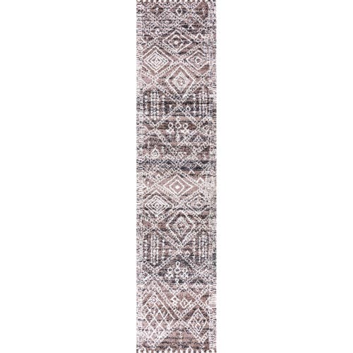 Jonathan Y Tayri Modern Geometric Area Rug In Brown/ivory