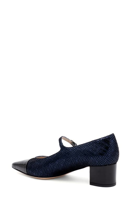 Amalfi By Rangoni Pluto Mary Jane Pointed Cap Toe Pump In Tetris Blu/black Vernice