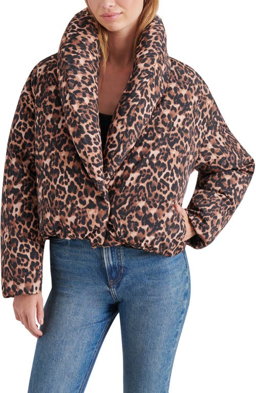 Steve Madden Evy Leopard Print Puffer Jacket 