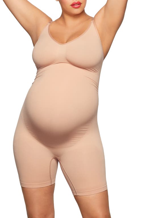 SKIMS Maternity Mid Thigh Sculpting Bodysuit in Umber