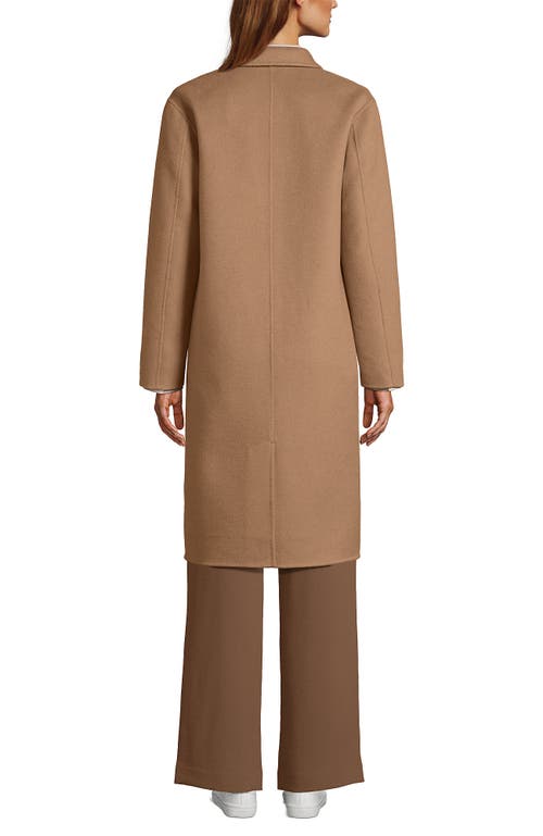 Shop Lands' End Wool Blend Top Coat In Honey Beige