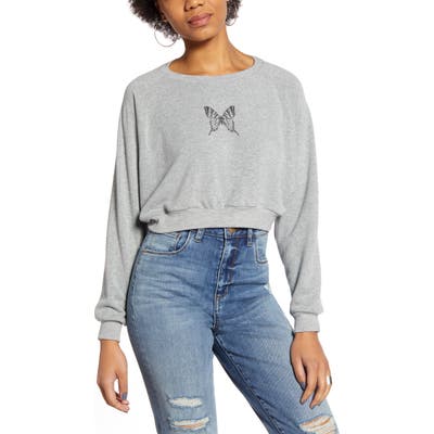 Project Social T Butterfly Crop Sweatshirt, Grey