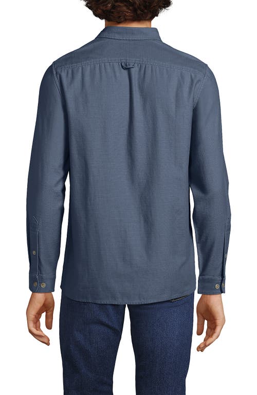 Shop Lands' End Long Sleeve Textured Twill Utility Shirt In Rain Cloud