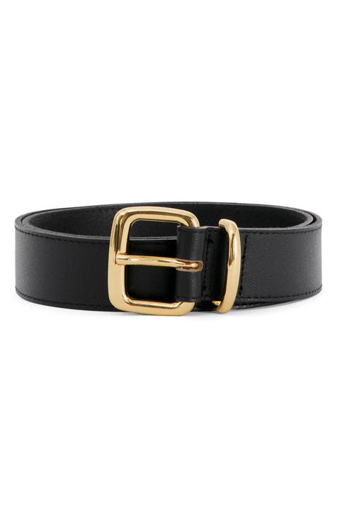 Women's Black Leather Belt w Large Leather Clad Buckle for Nordstrom - Ruby  Lane