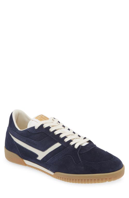 Shop Tom Ford Jackson Suede Low Top Sneaker In Navy/amber