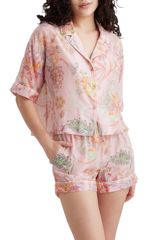 Shop Papinelle Coco Floral Cotton & Silk Short Pajamas In Pink