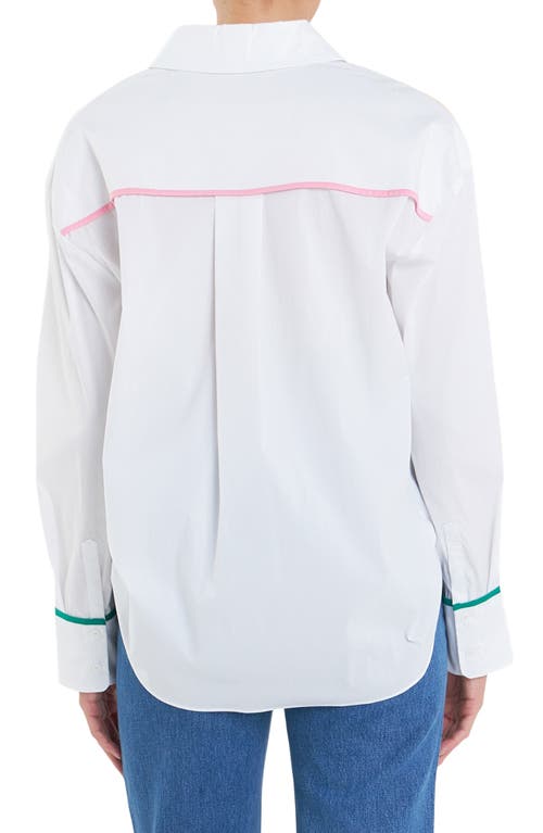 English Factory Flat Binding Button-up Shirt In White Multi