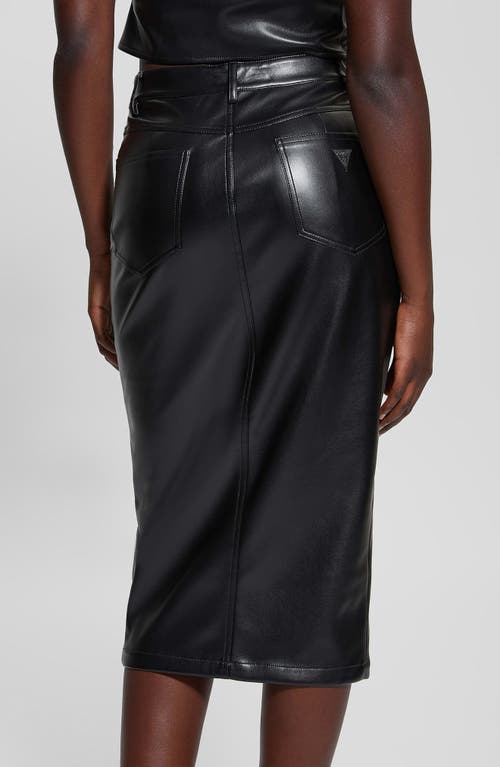 Shop Guess Celine High Waist Faux Leather Skirt In Jet Black