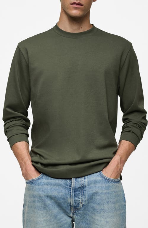 Mango Regular Fit Long Sleeve Cotton T-shirt In Forest Green