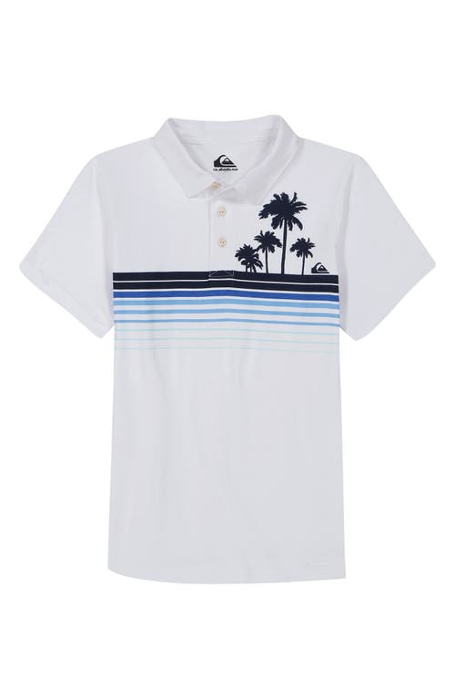 Shop Quiksilver Kids' Stripe Palm Tree Polo In White