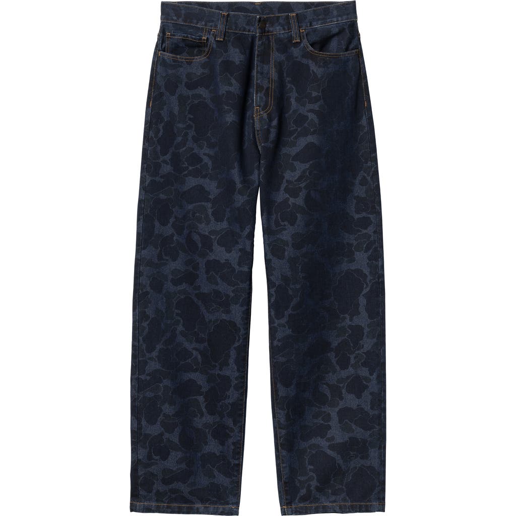 Carhartt Work In Progress Duck Landon Camo Loose Tapered Organic Cotton Jeans in Camo Duck Blue Stone Washed