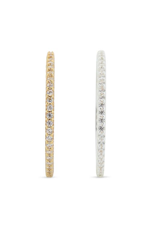 Avivo Set Of Two Cz Pave Slim Stackable Rings In Gold/silver