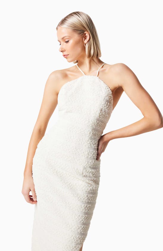Shop Elliatt Ravish Textured Stripe Open Back Dress In Ivory
