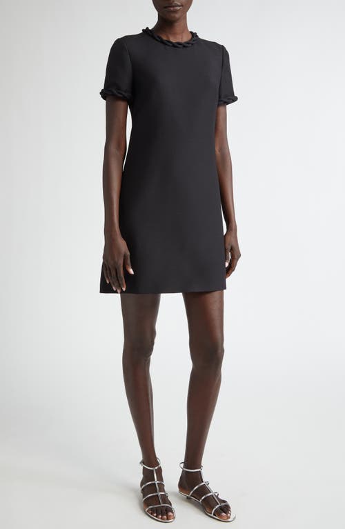 Valentino Garavani Twisted Trim Virgin Wool & Silk Dress Nero at Nordstrom, Us