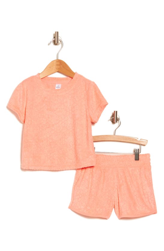 Shop 90 Degree By Reflex Kids' Terry Cloth Crop Top & Shorts Set In Delicate Daisy Desert Flower