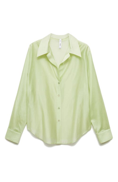 Shop Mango Satin Button-up Shirt In Green