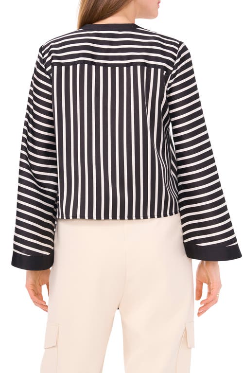 HALOGEN HALOGEN® STRIPE BELL SLEEVE TIE FRONT BUTTON-UP TOP 