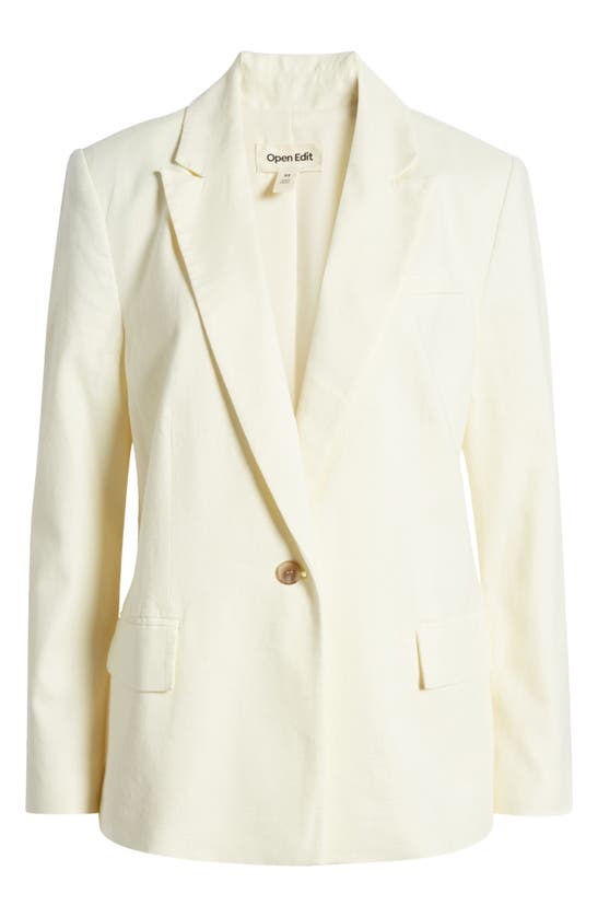 Open Edit Linen Blend Blazer In Yellow Frost