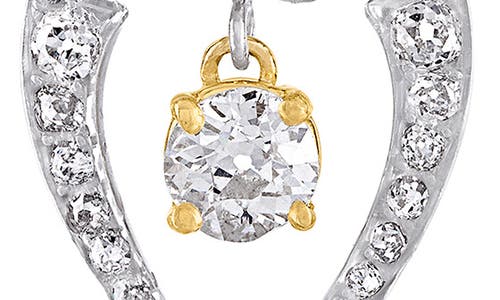 Shop Mindi Mond Old Floral Heart Diamond Drop Earrings In Yellow Gold/diamond