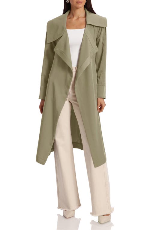 Shop Avec Les Filles Belted Drape Trench Coat In Sage