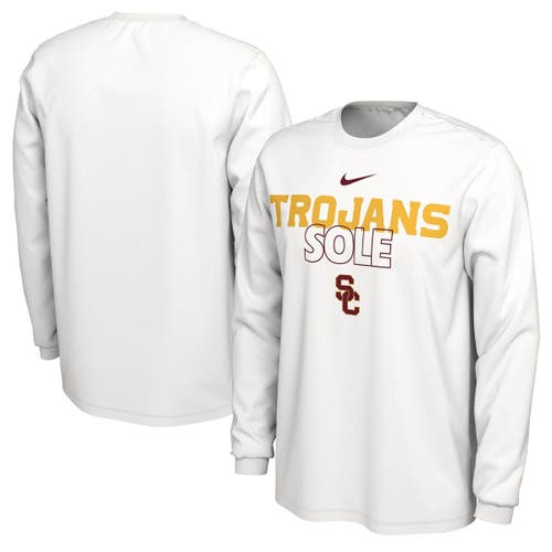 Nike White USC Trojans 2023 On Court Bench Long Sleeve T-Shirt