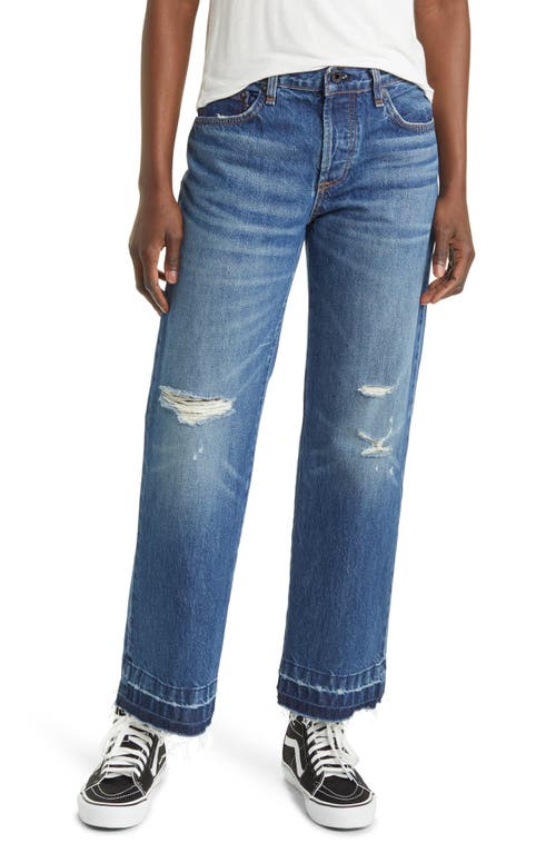 Ripped Low Rise Straight Leg Jeans in Aspen
