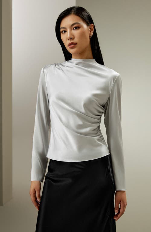 Shop Lilysilk Oblique Wave Silk Blouse For Women In Silvergray