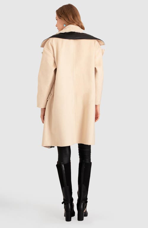 Shop Belle & Bloom Watch Me Go Oversized Leather Trimmed Coat In Pale Oat