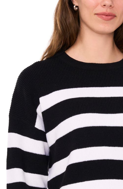 Shop Halogenr Halogen(r) Stripe Crewneck Sweater In Rich Black