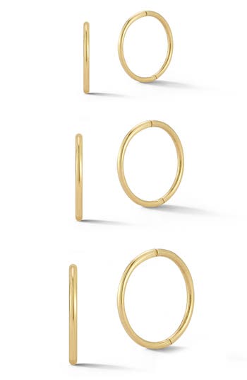 Ember Fine Jewelry Set Of 3 14k Gold Huggie Hoop Earrings In Gold