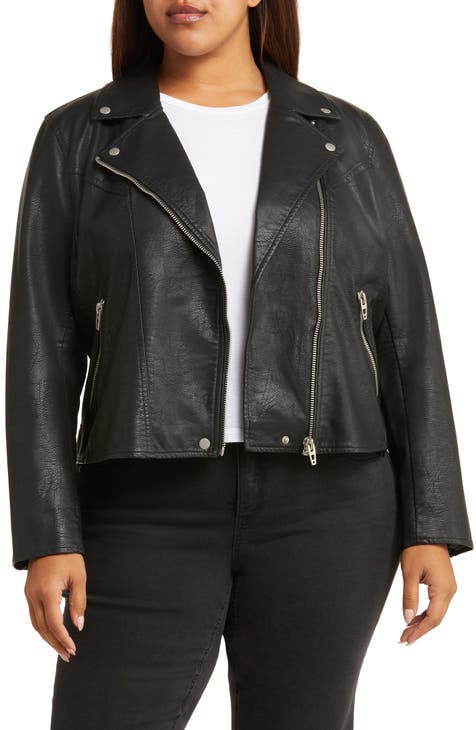 Lifechanger Faux Leather Moto Jacket (Plus Size)