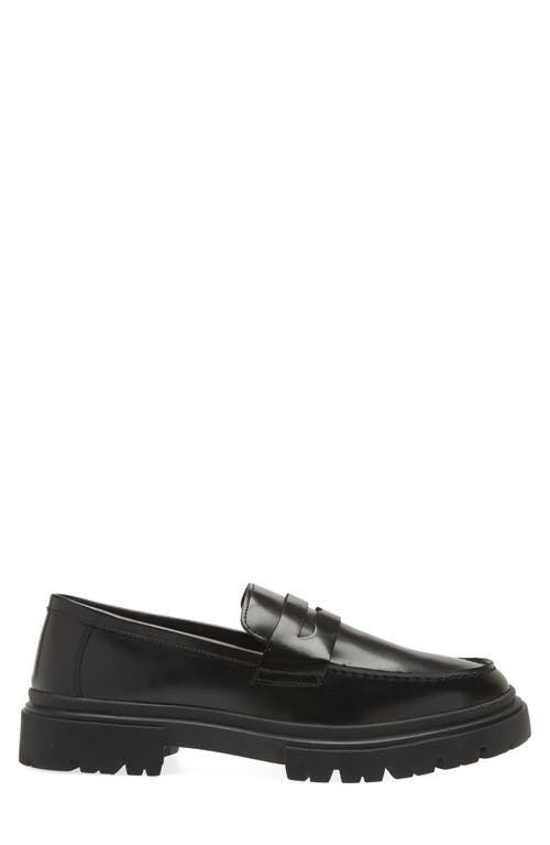 Steve Madden Zaccai Lug Sole Penny Loafer In Black