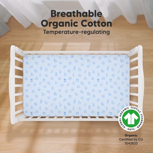 Keababies Soothe Fitted Crib Sheet In Abc Land Sky