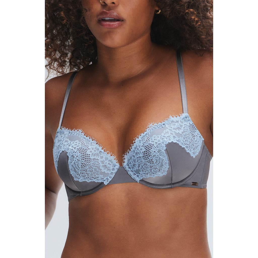 Savage X Fenty Nite Shade Underwire Padded Demi Bra In Mastermind Grey