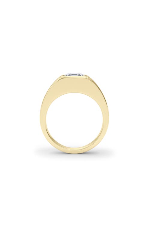 Hautecarat Asscher Cut Lab Created Diamond Signet Ring In 2.00 Ctw 18k Yellow Gold