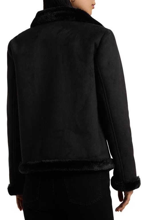 Shop Lauren Ralph Lauren Faux Shearling Jacket In Black