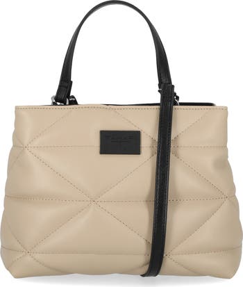 T tahari leather fracture tote