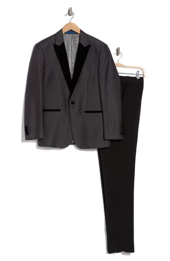 Gino Vitale Satin Trim Tuxedo With Vest In Grey