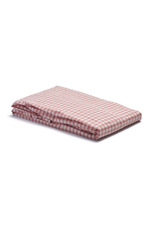 PIGLET IN BED 200 Thread Count Gingham Percale Fitted Sheet in Red Tones