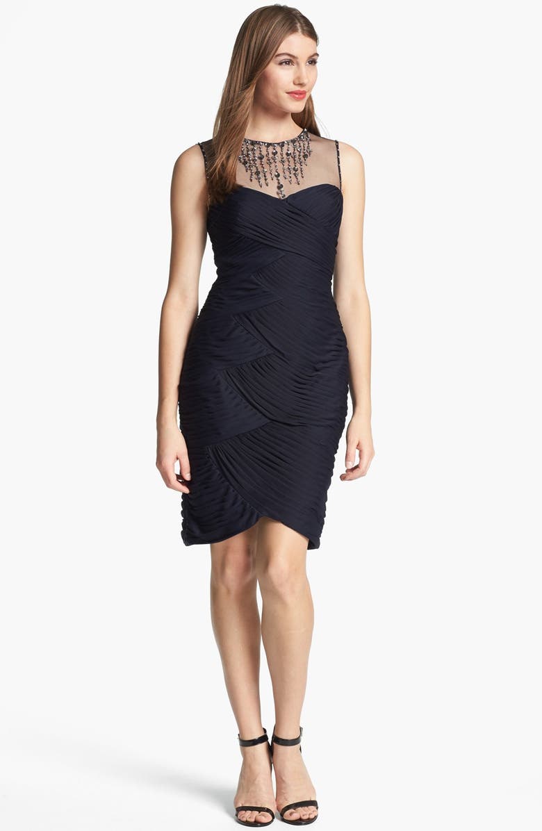 Adrianna Papell Embellished Tiered Pleat Dress | Nordstrom