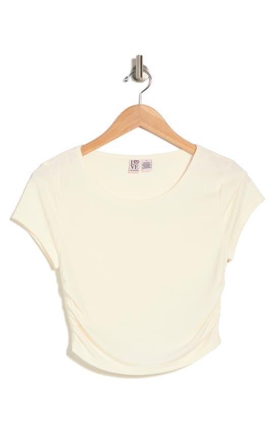 Shop Love By Design Tashia Ruched Side Crop T-shirt In Pearled Ivory